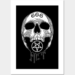 666 skull pentagram Posters and Art